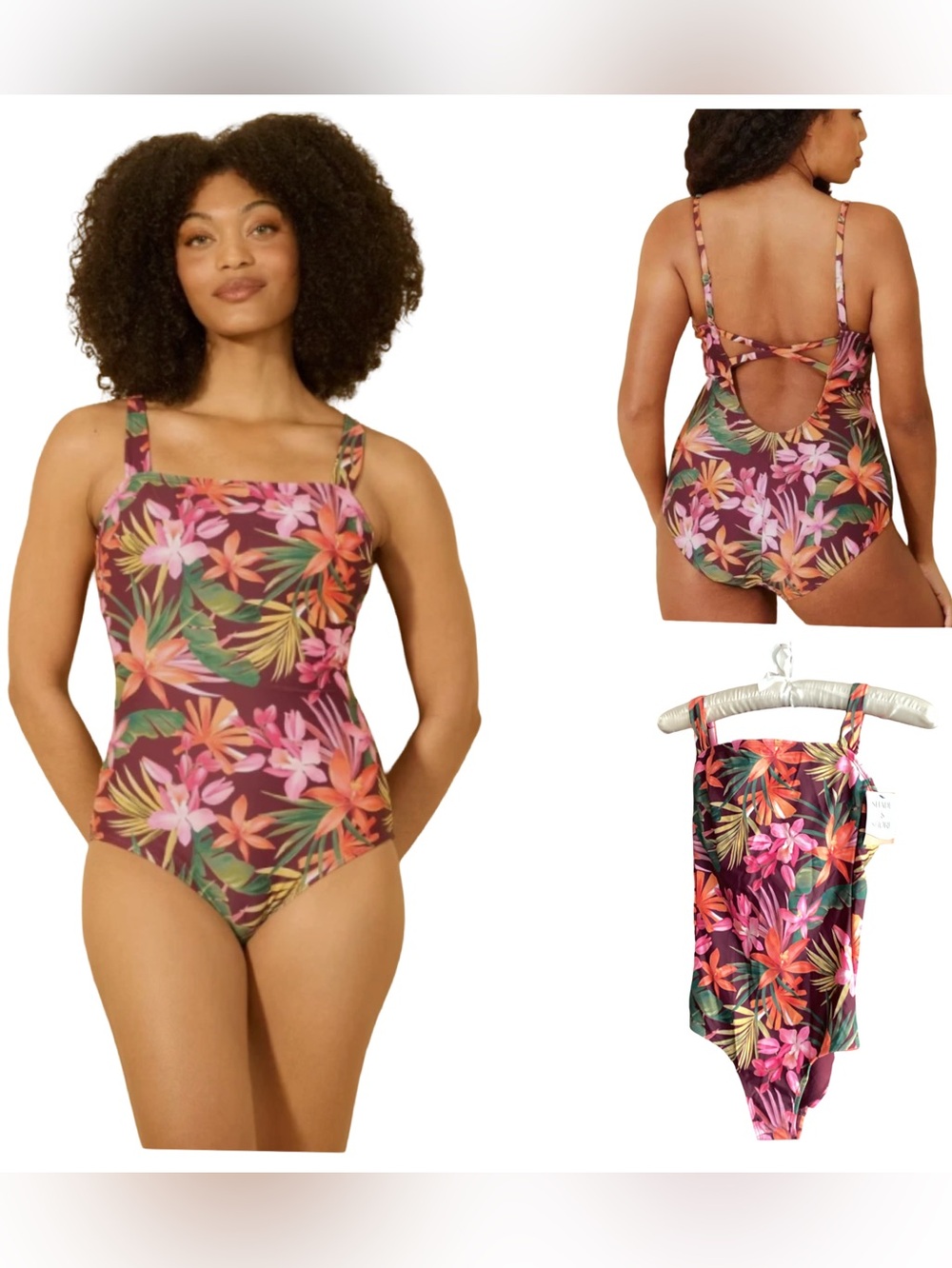 🪷 NWT Shade & Shore Tropical Floral One-Piece Swimsuit Size XS